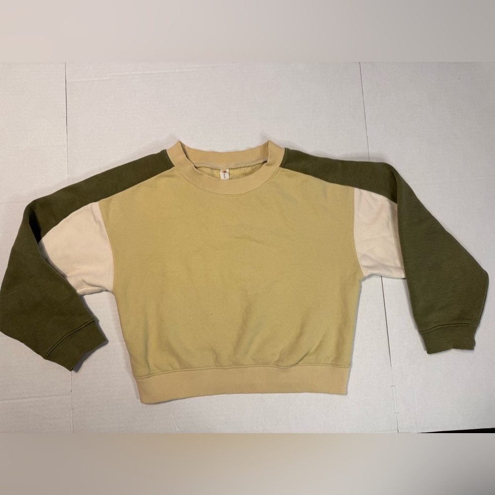 Anthropology Colorblock Cowl-Neck Pullover Sweater in Olive, Cream & Khaki